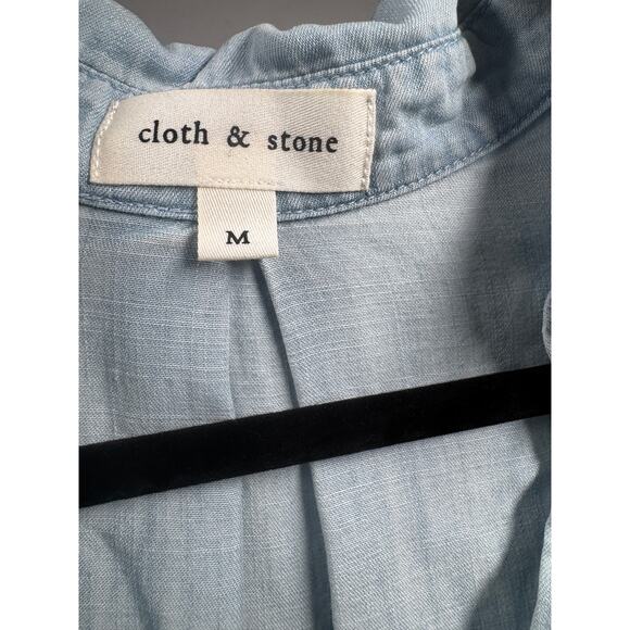 Cloth & Stone Denim Chambray Top Blue Sz M Button-Up - Picture 2 of 4